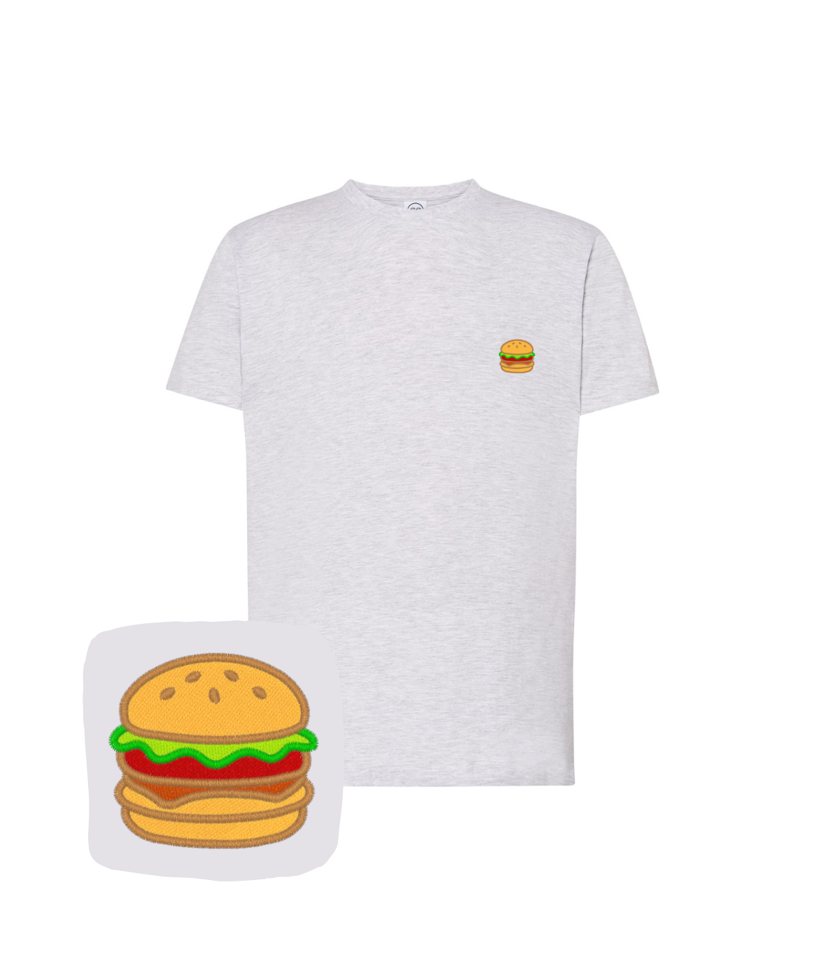 Koszulka z haftem burgera – koszulka z haftem burger, hafciarnia rodzinna CustomClothes