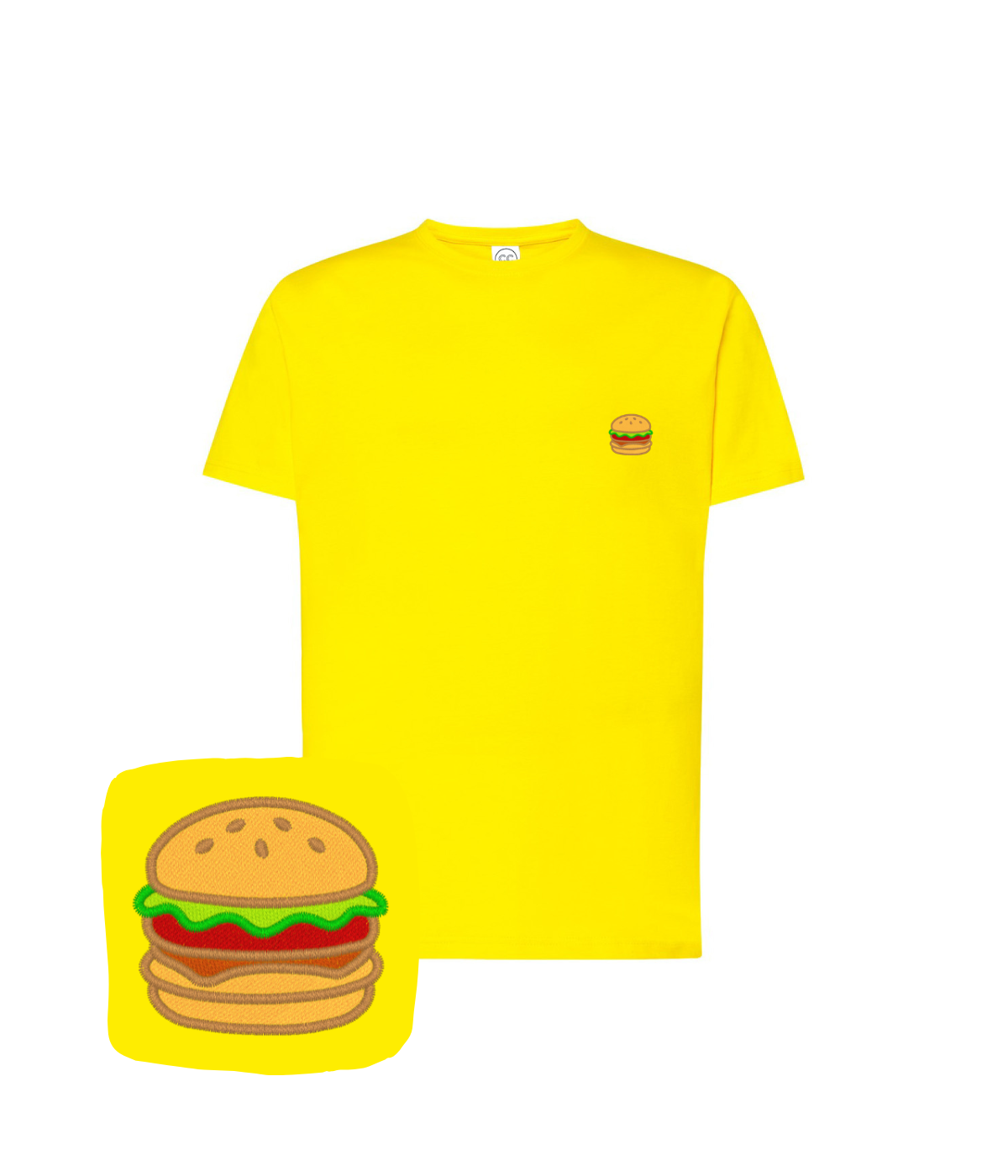 Koszulka z haftem burgera – unikalna koszulka burger, projekt na zamówienie