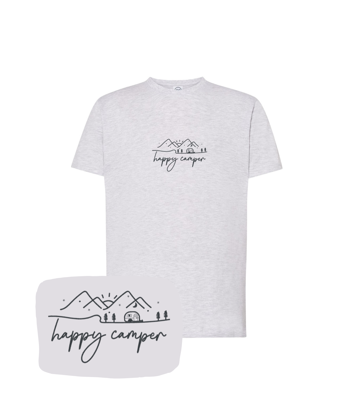 Koszulka z haftem happy camper – modna koszulka camper, streetwear