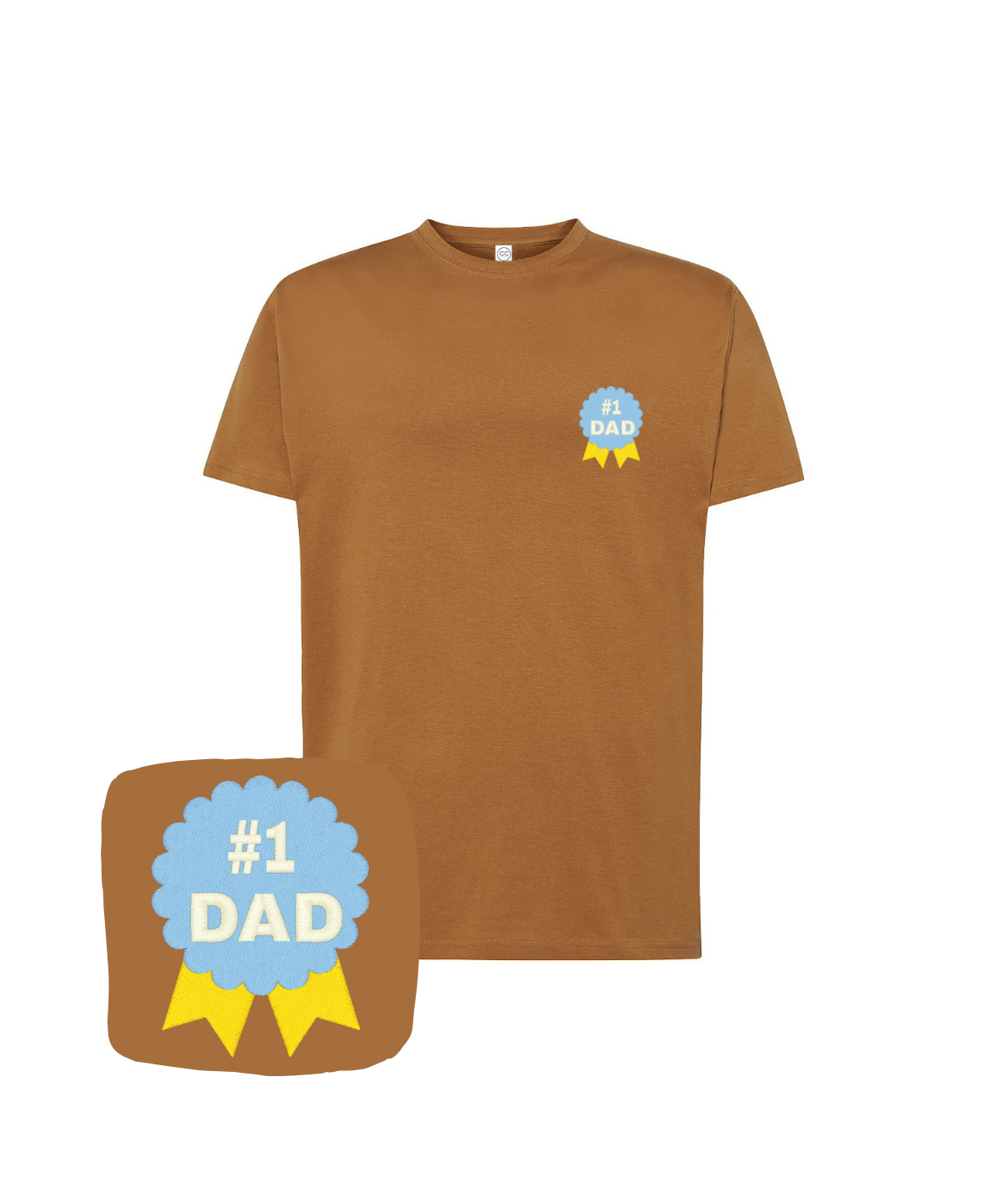 Koszulka z haftem #1 Dad – koszulka dla taty slim fit, elegancki fason