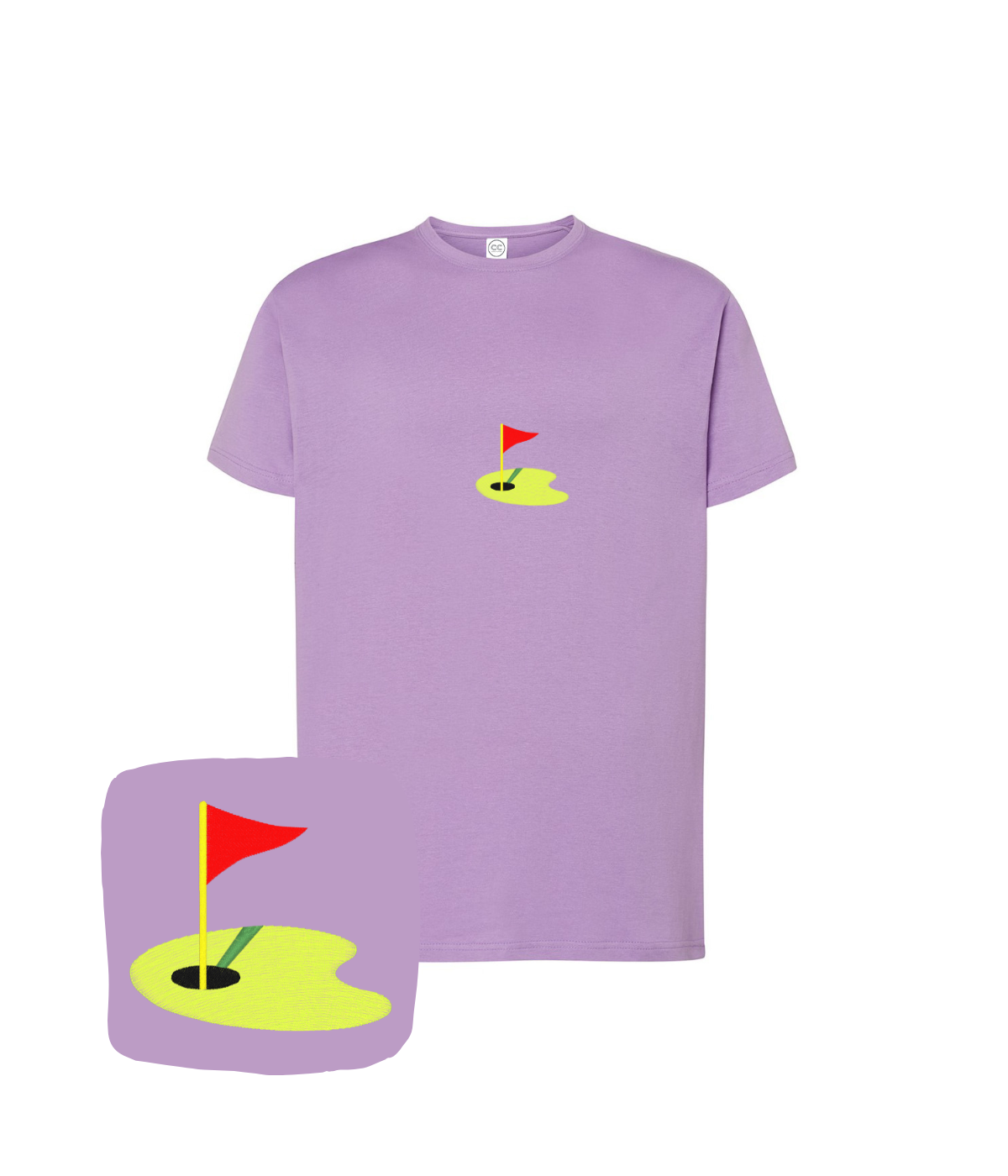 Koszulka z haftem dołka golfowego – ekologiczna koszulka dołek golfowy, zrównoważona moda