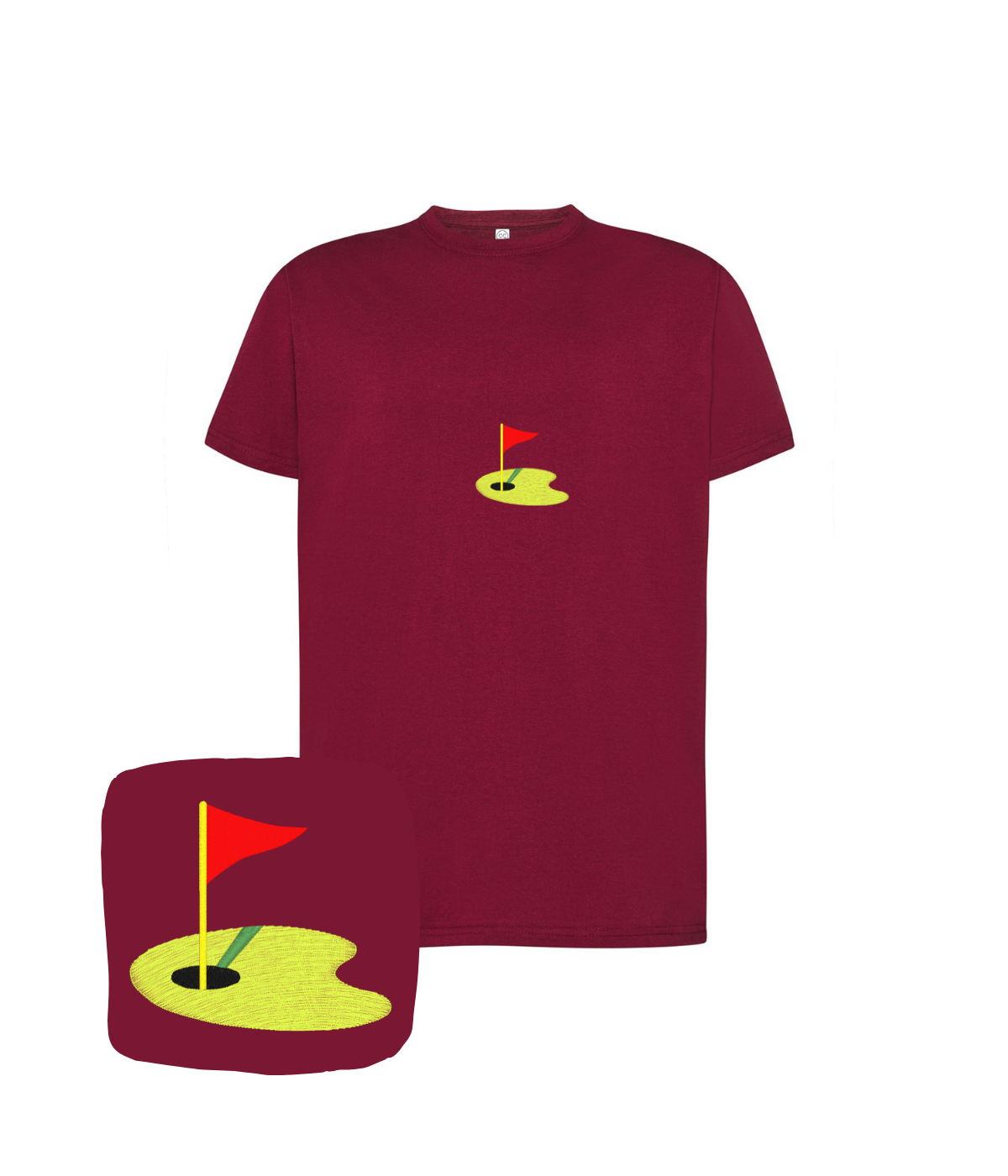 Koszulka z haftem dołka golfowego – bawełniana koszulka dołek golfowy, miękka i oddychająca