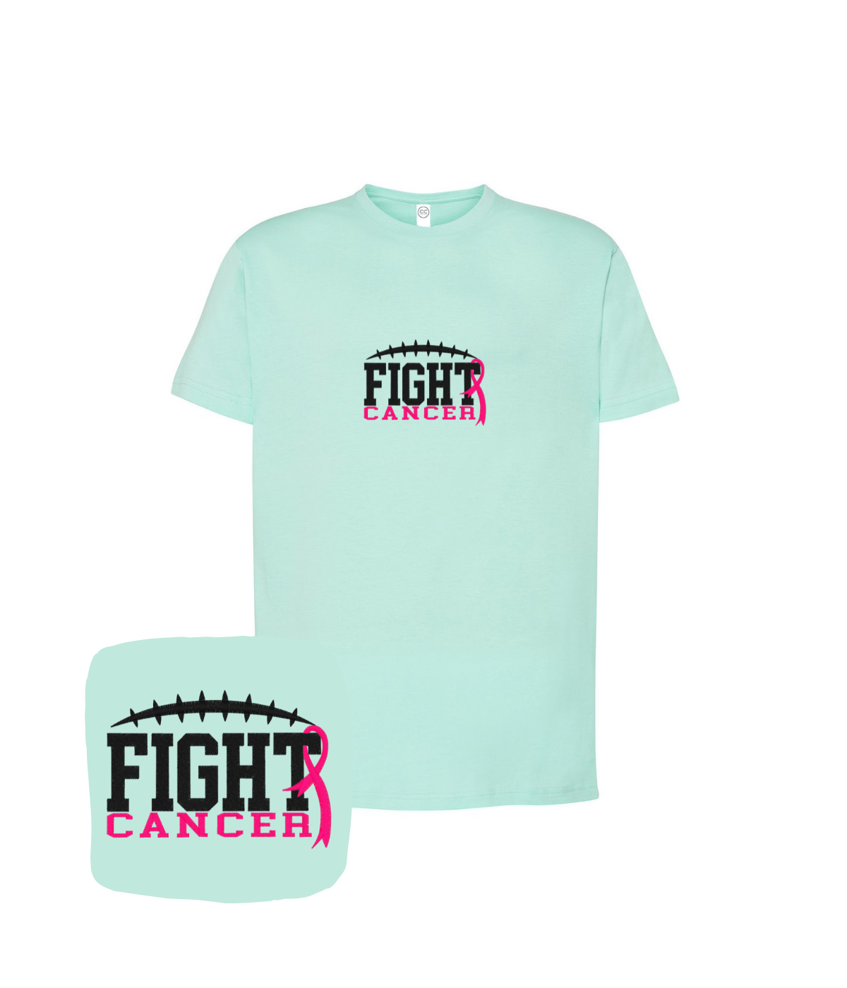 Koszulka z haftem Fight Cancer – koszulka fight cancer haftowana nićmi poliestrami, intensywne kolory