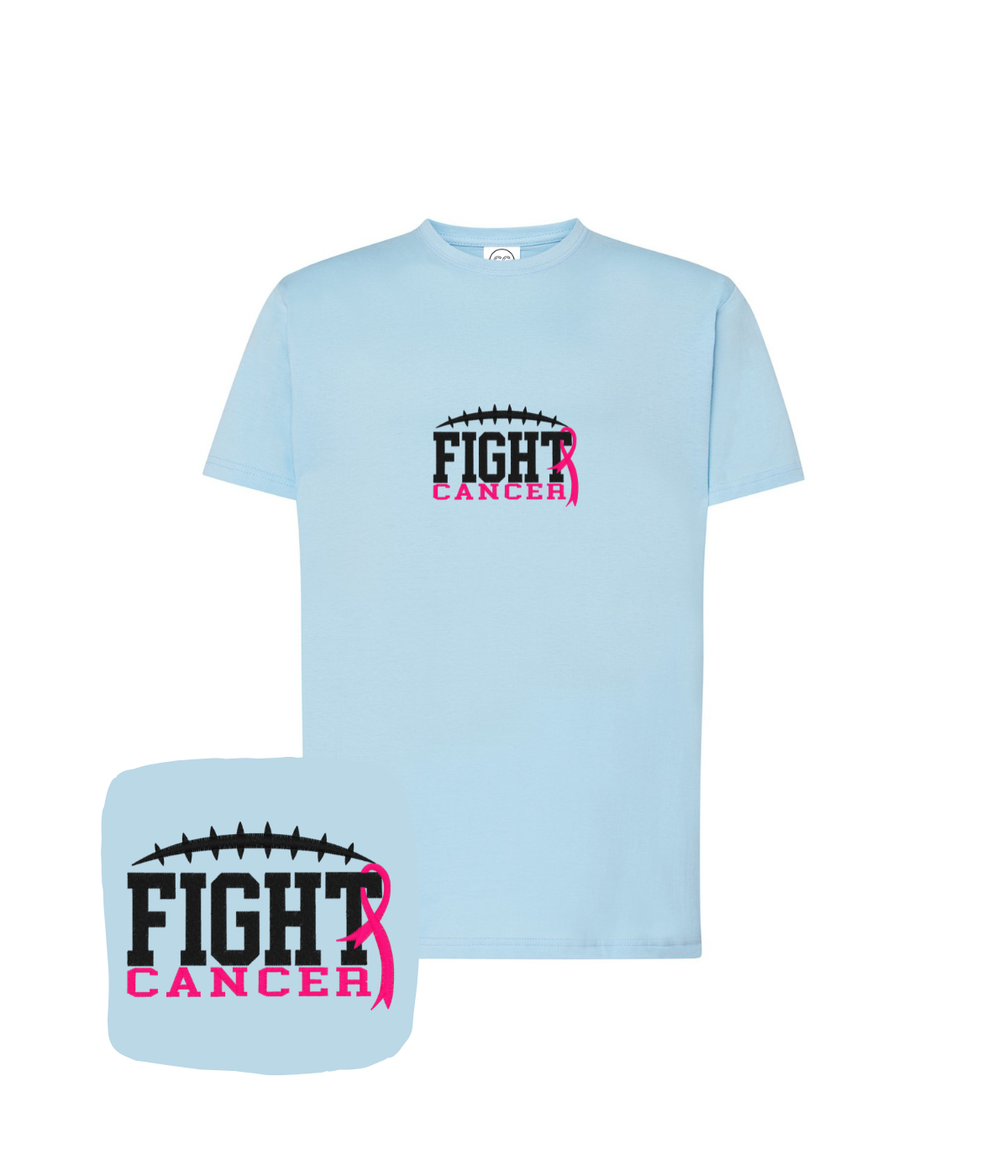 Koszulka z haftem Fight Cancer – koszulka fight cancer premium jakość materiału, trwałe ściegi