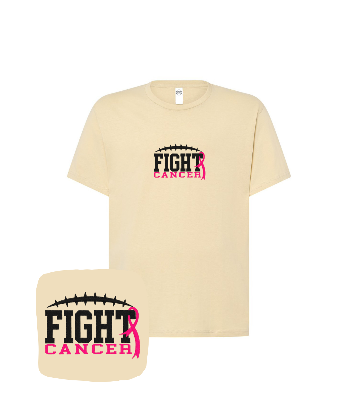 Koszulka z haftem Fight Cancer – koszulka z portretem fight cancer wyszytym ze zdjęcia, od 1 szt