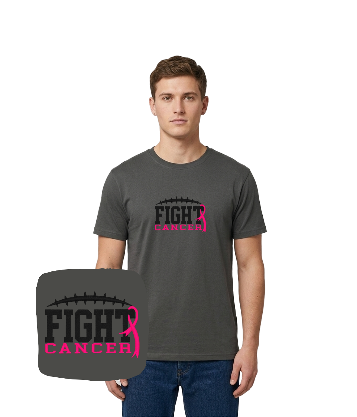 Koszulka z haftem Fight Cancer – koszulka fight cancer z charakterem, wyróżnij się