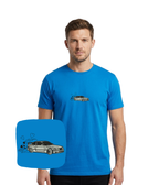 Black BMW E36 embroidered T-shirt by CustomClothes.pl featuring a detailed front view of the embroidered logo.