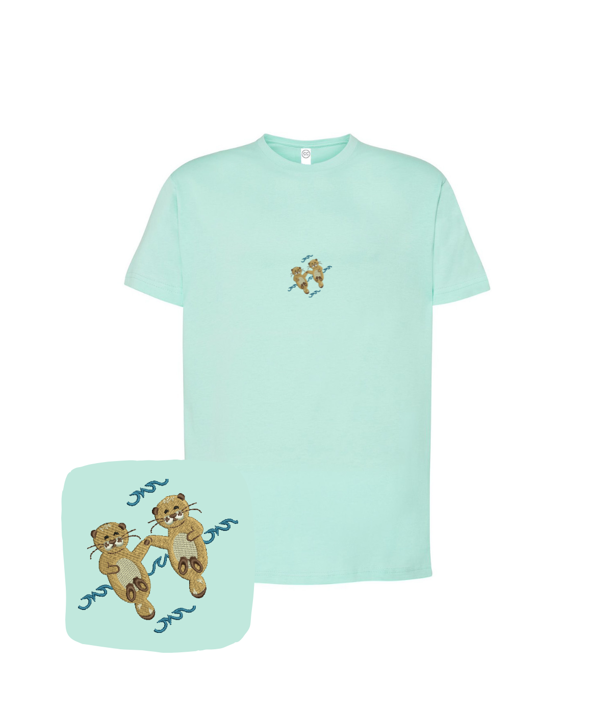 CustomClothes.pl embroidered T-shirt featuring a colorful bird design on the front, casual fit, white fabric.