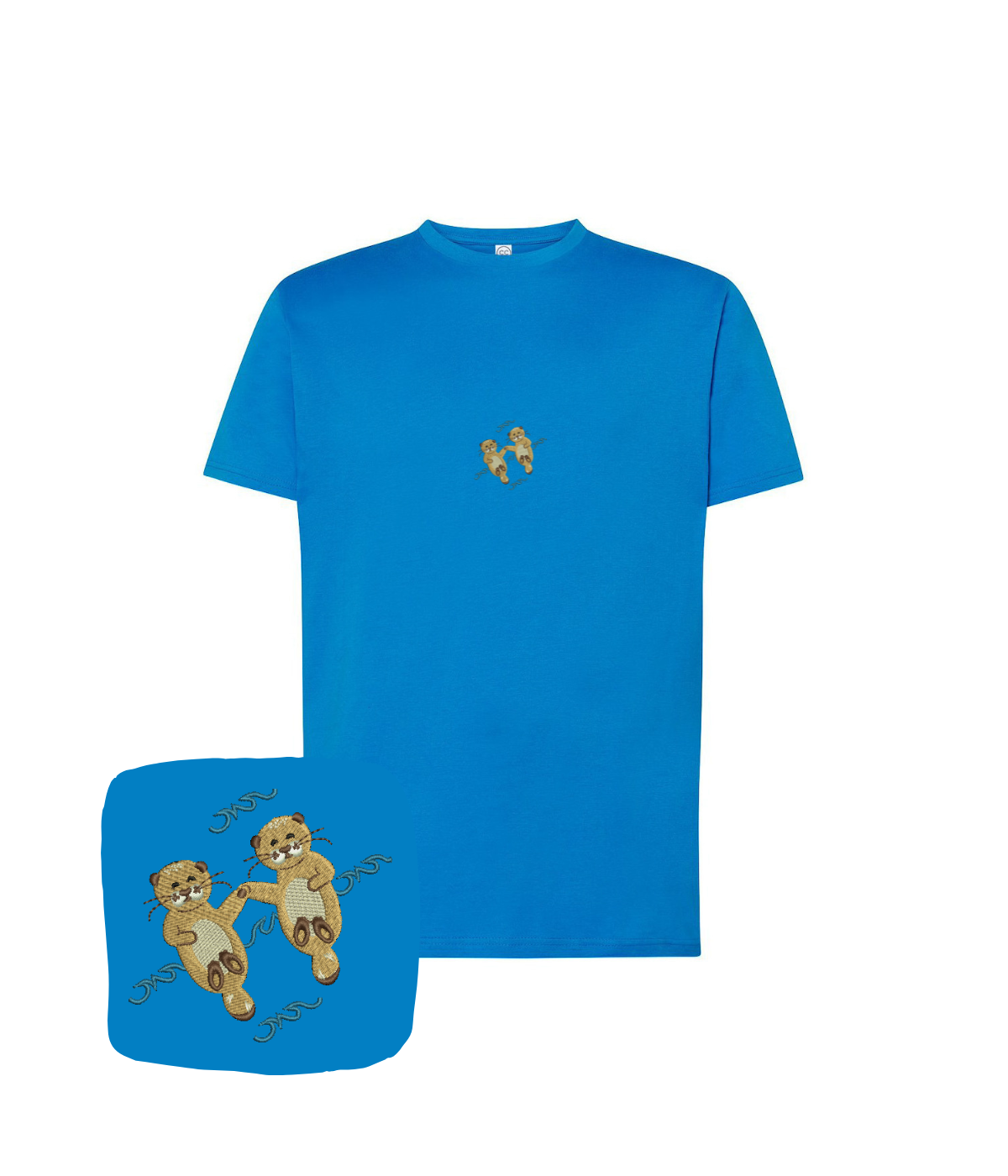 Cotton T-shirt from CustomClothes.pl featuring embroidered dog design, casual style, with a detailed dog embroidery on the front.