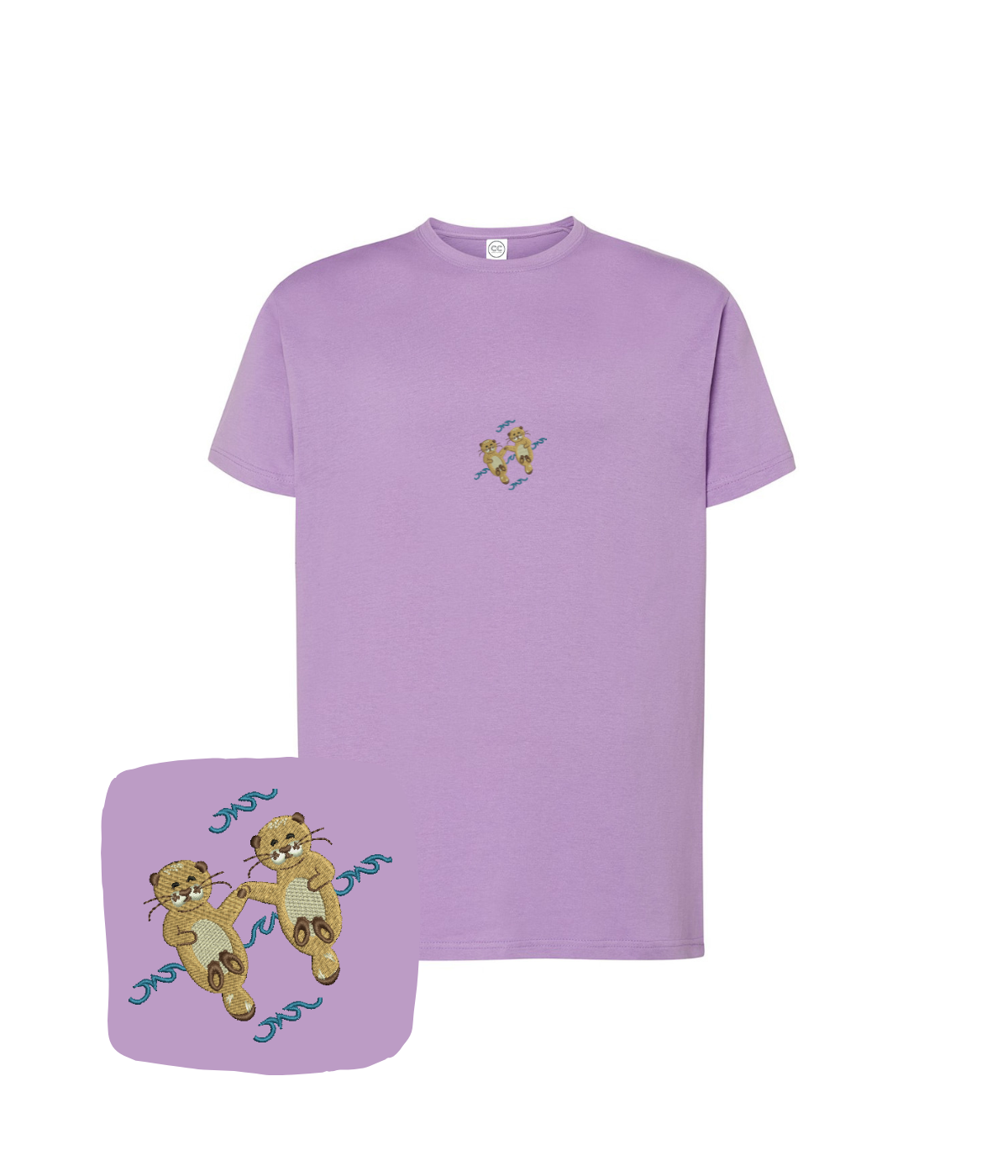 CustomClothes.pl embroidered T-shirt featuring a bird design on the front, displayed on a white background.