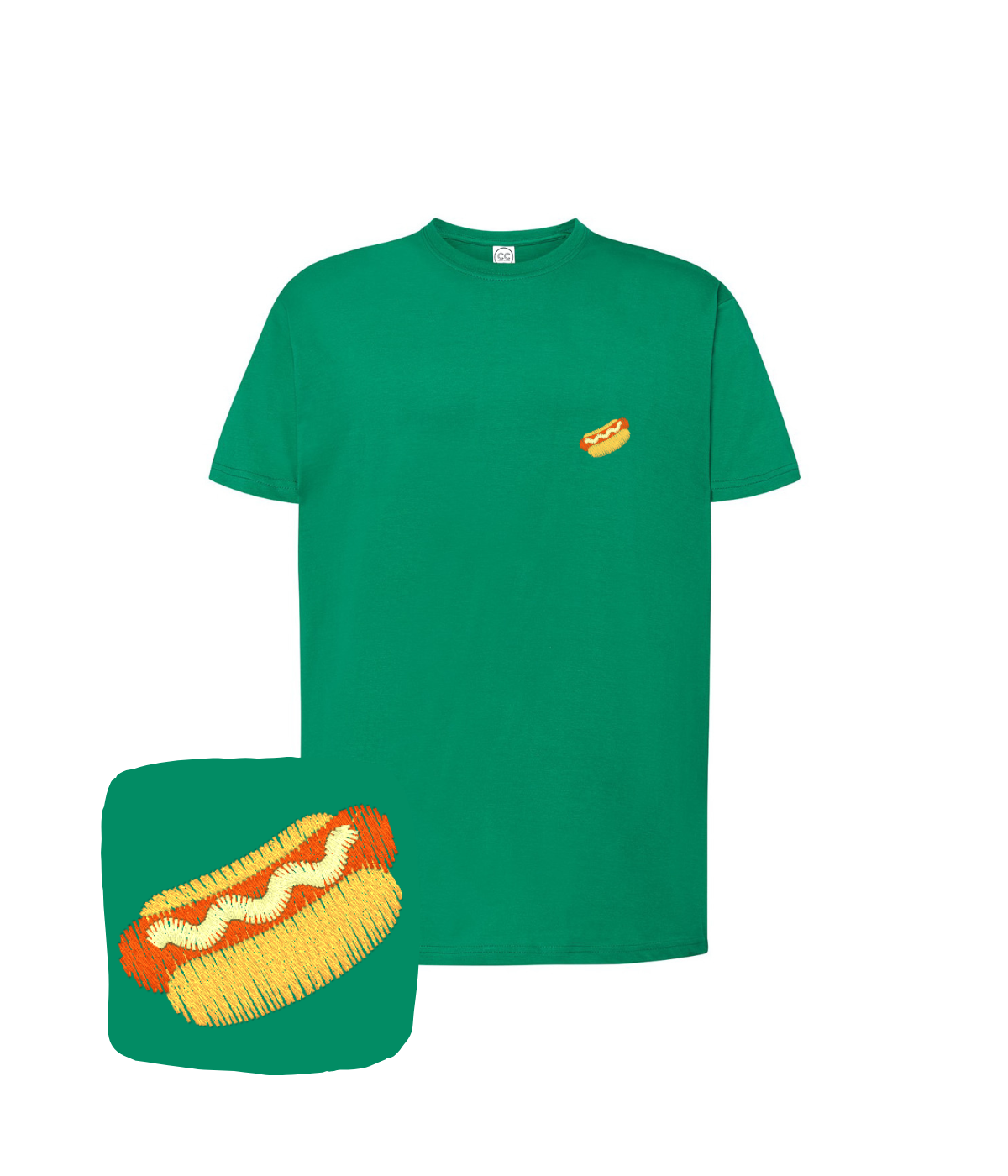 Koszulka z haftem hot doga  – koszulka z wzorem hot dog, unikatowy haft