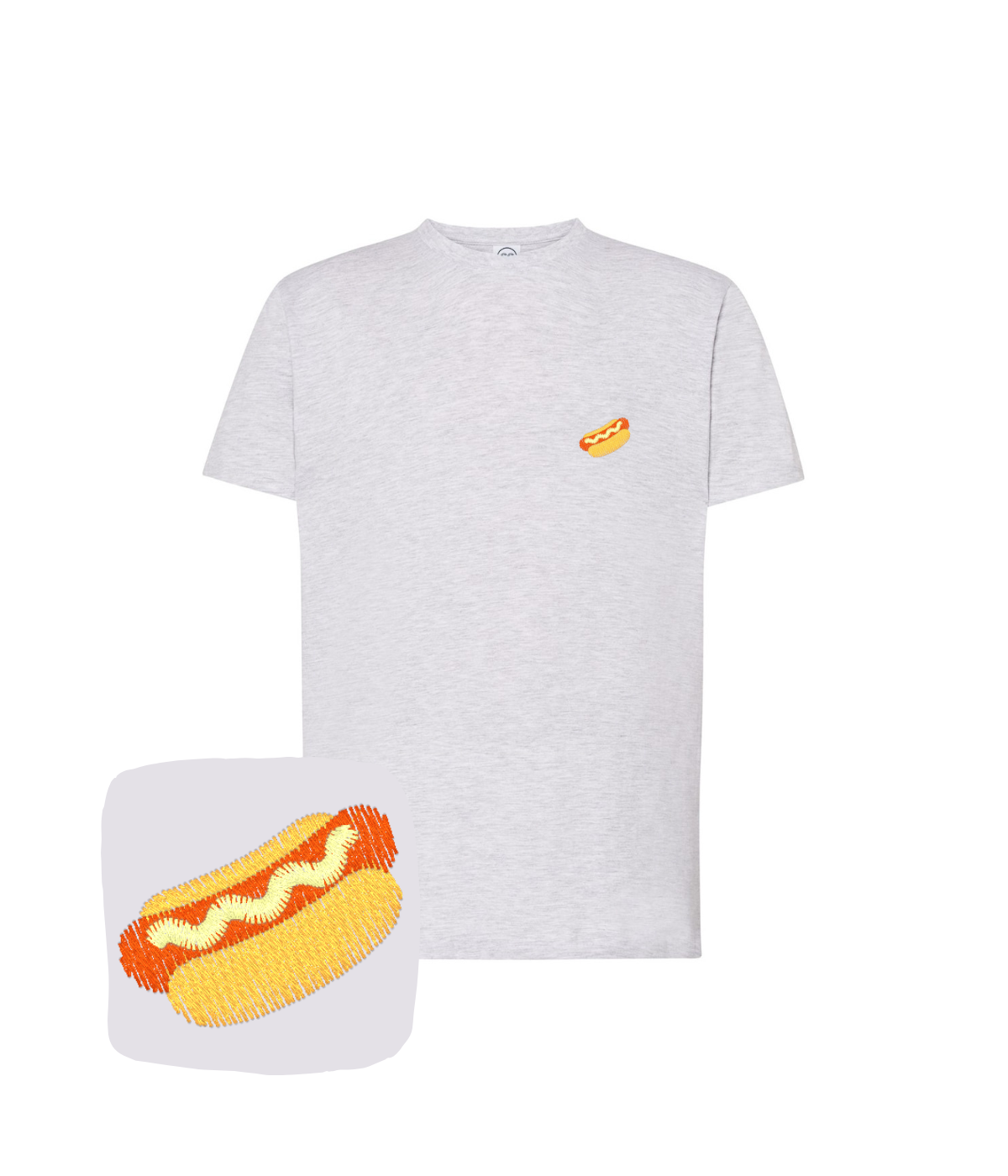 Koszulka z haftem hot doga  – koszulka z haftem hot dog, klasyczny krój
