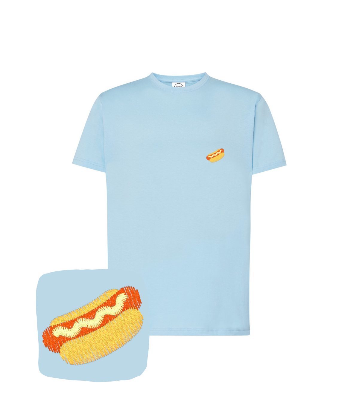 Koszulka z haftem hot doga  – koszulka hot dog wyszywana na zamówienie, indywidualny projekt