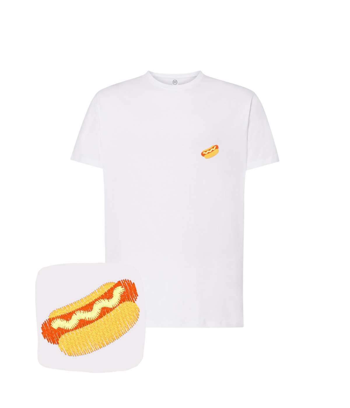 Koszulka z haftem hot doga  – unikalna koszulka hot dog, projekt na zamówienie
