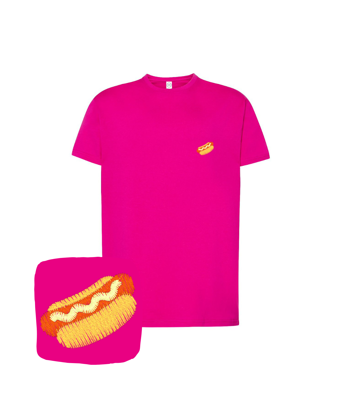 Koszulka z haftem hot doga  – lekka koszulka hot dog, przyjemna w dotyku