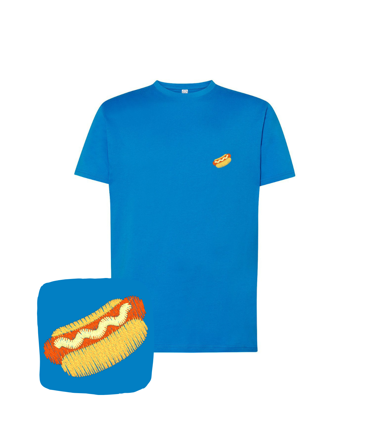 Koszulka z haftem hot doga  – koszulka z precyzyjnym haftem hot dog, wysokiej jakości nici
