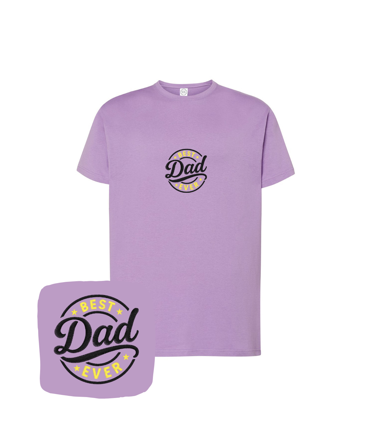 Liliowa jasnofioletowa koszulka unisex premium T-shirt z haftem dla taty