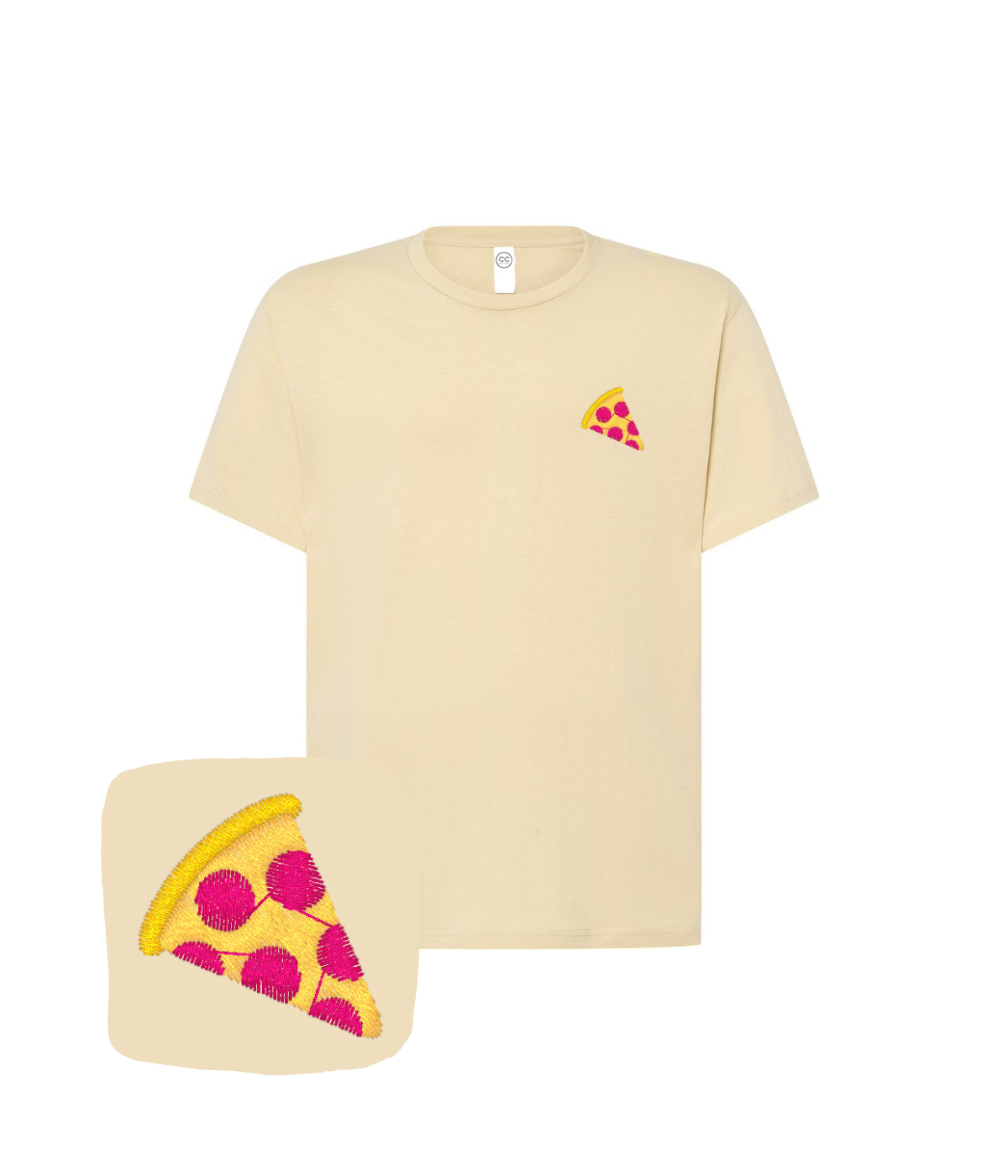 Koszulka z haftem kawałka pizzy – koszulka kawałek pizzy oversize, luźny krój