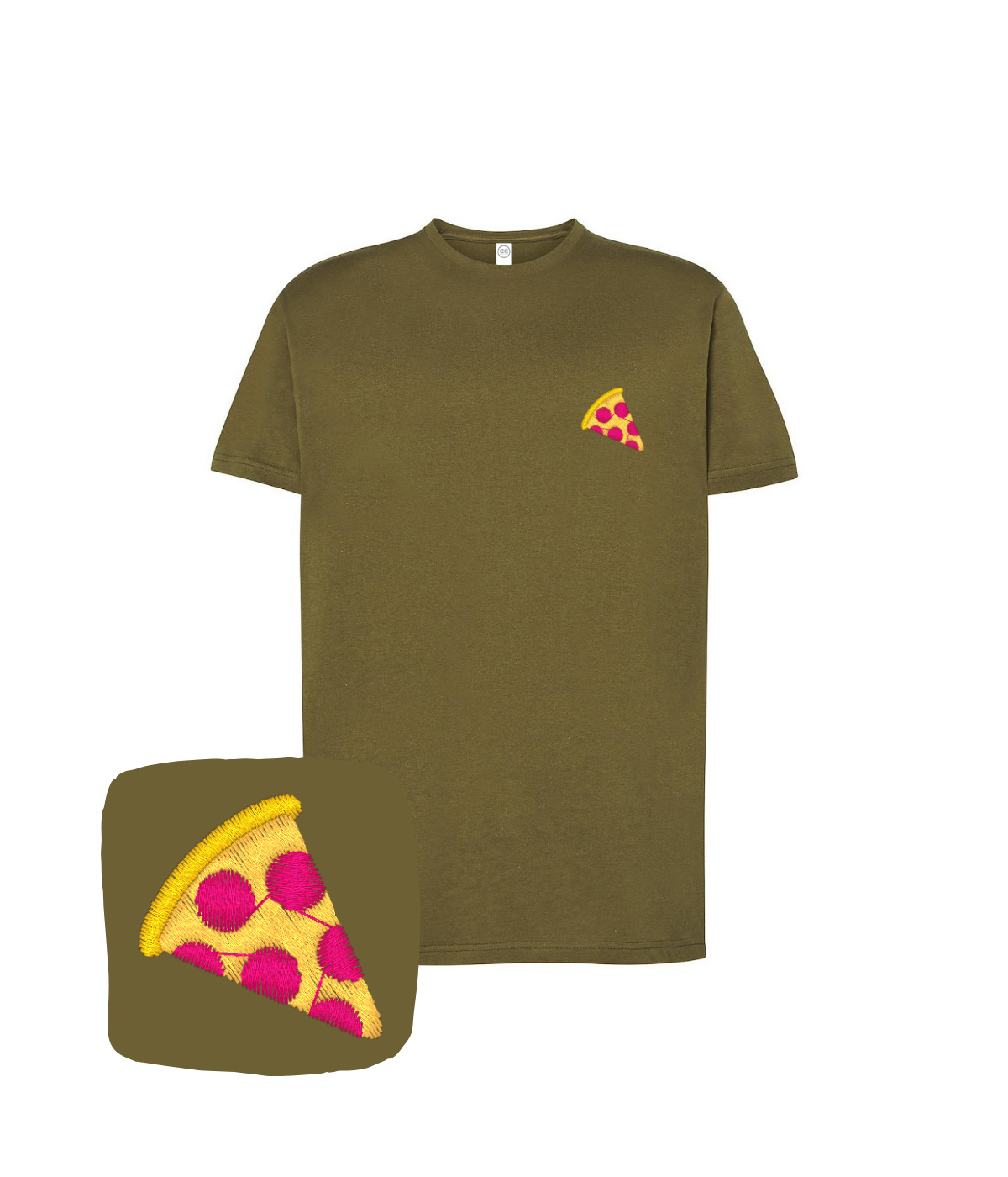 Koszulka z haftem kawałka pizzy – unikalna koszulka kawałek pizzy, projekt na zamówienie