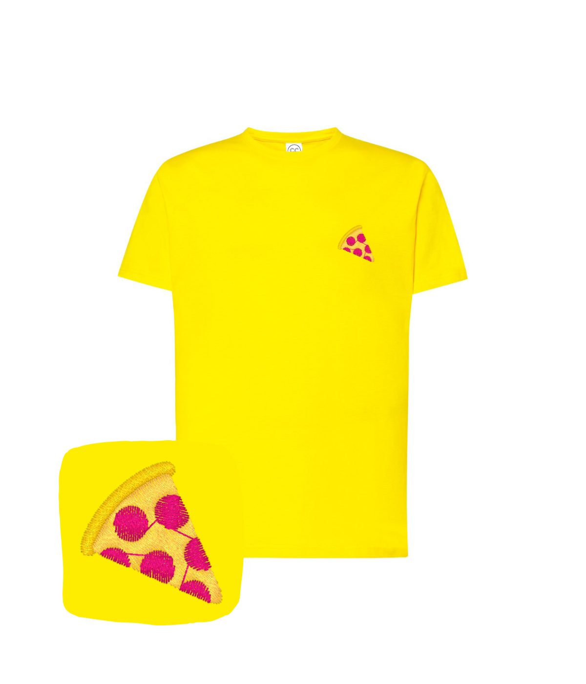 Koszulka z haftem kawałka pizzy – koszulka kawałek pizzy materiał odporny na pranie, kolor trzyma się długo