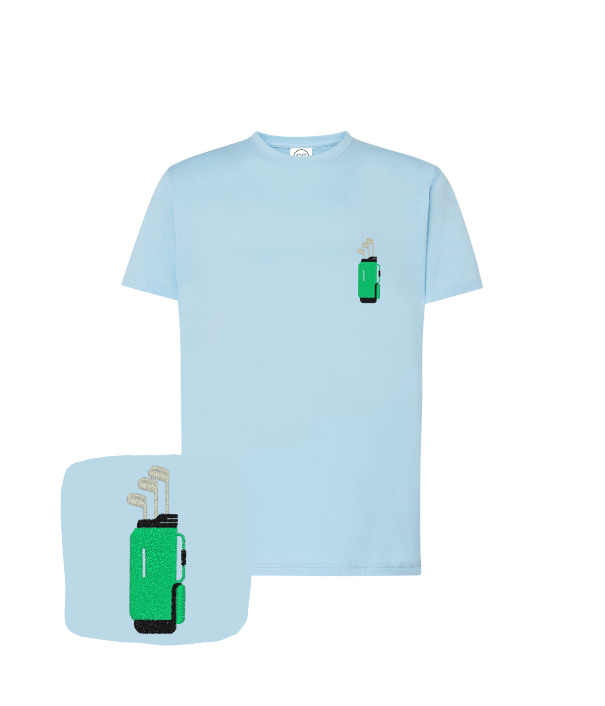 Koszulka z haftem torby golfowej  – stylowa koszulka kije golfowe, casual look