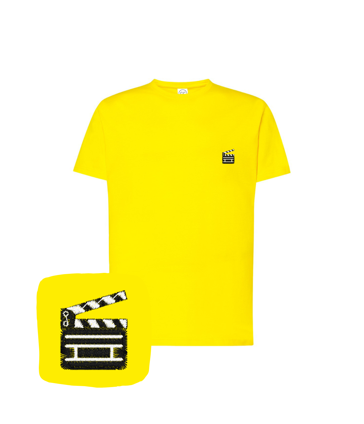 Koszulka z haftem klapsa filmowego – stylowa koszulka klaps filmowy , casual look