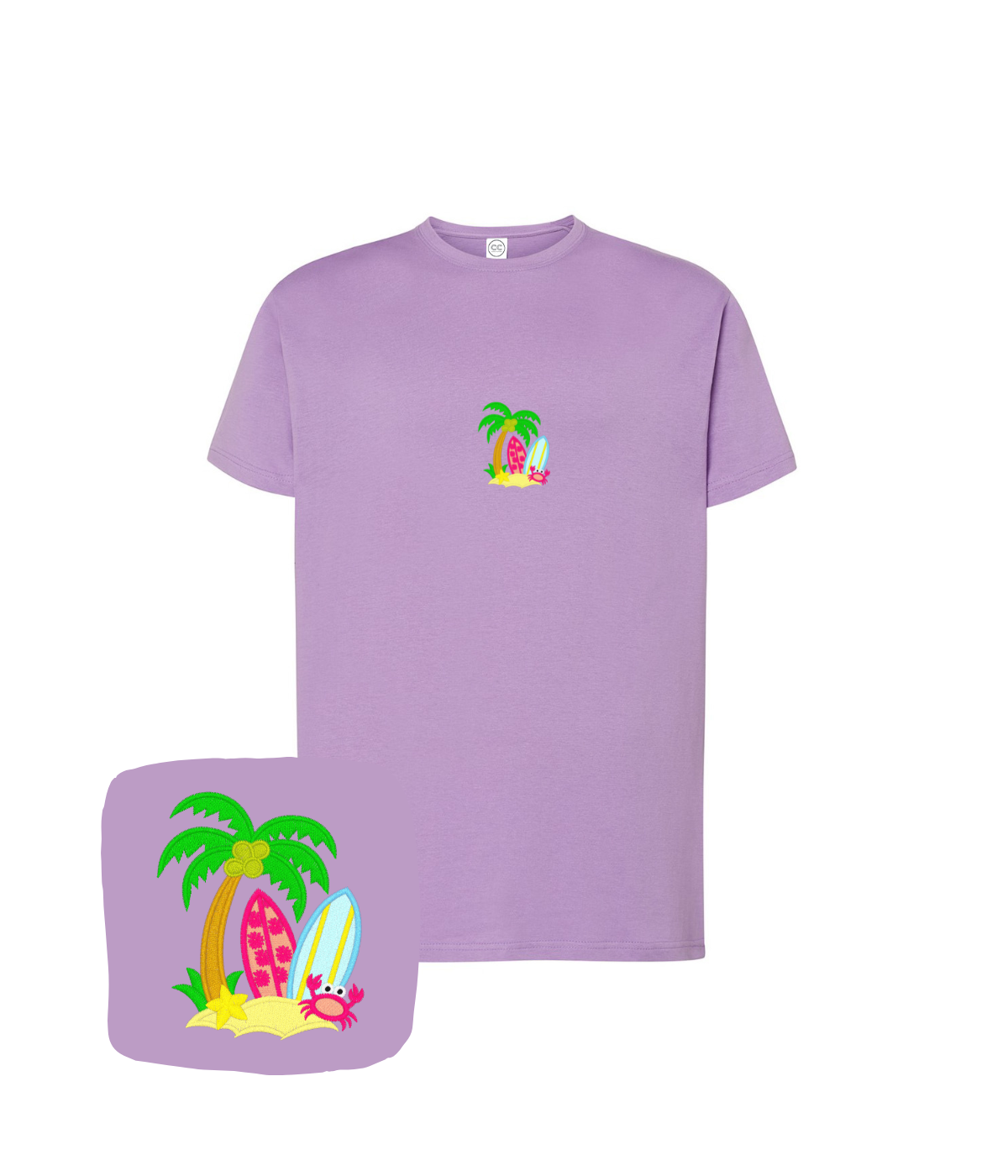 Koszulka z haftem plażowym – koszulka koszulka wakacyjna slim fit, elegancki fason