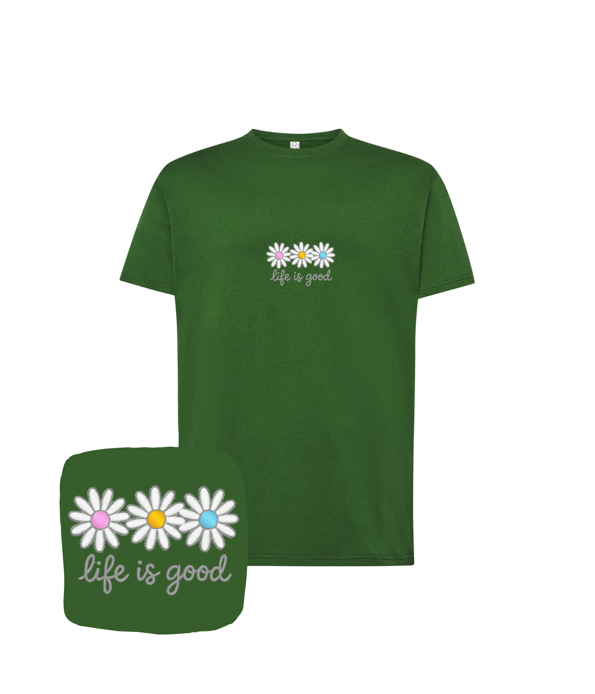 Koszulka z haftem stokrotek life is good – koszulka life is good, prezent dla niego