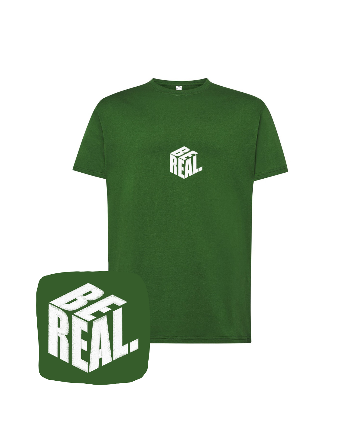 Koszulka z haftem napisu BE REAL – koszulka napis be real slim fit, elegancki fason