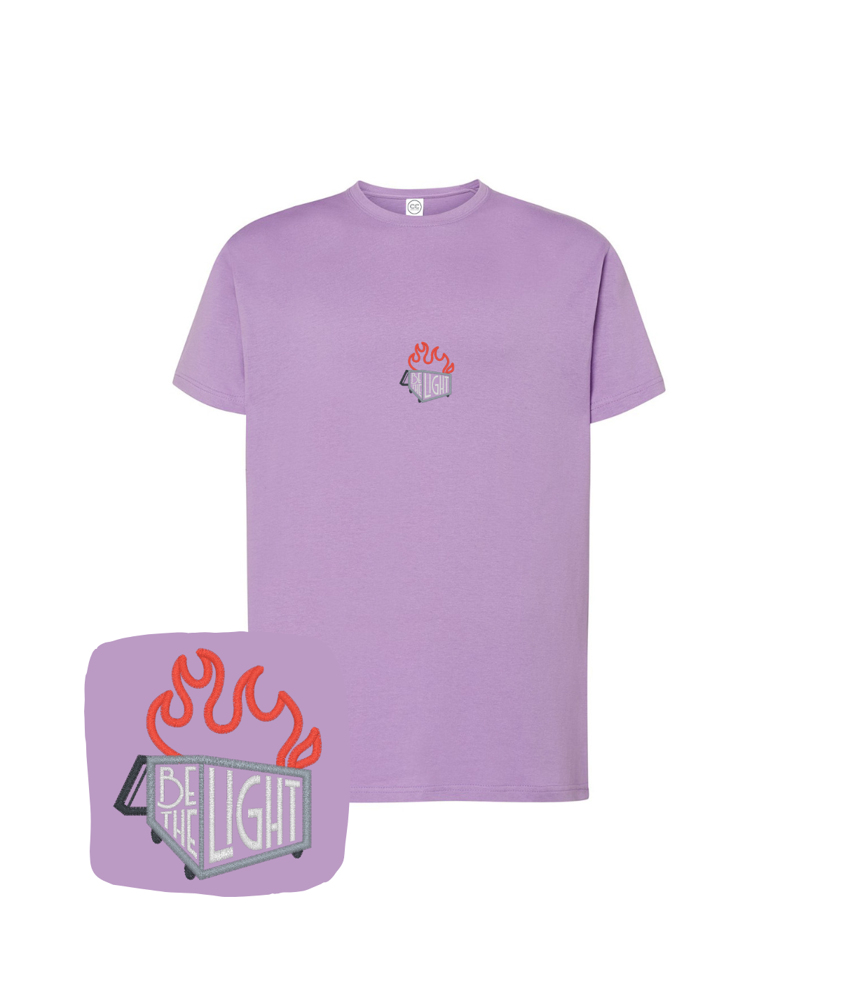 Koszulka z haftem Be The Light – koszulka napis Be The Light slim fit, elegancki fason