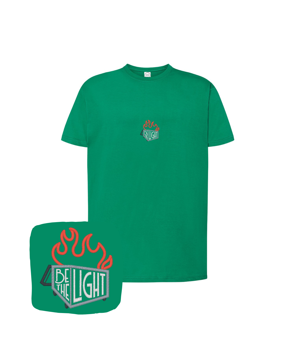 Koszulka z haftem Be The Light – koszulka reklamowa z haftem napis Be The Light, od 1 sztuki