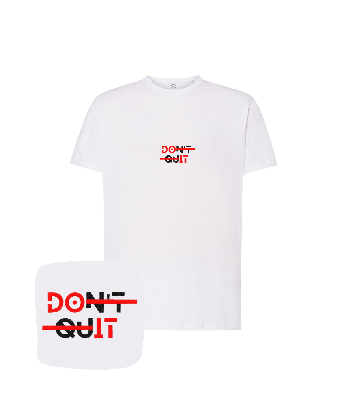 Koszulka z haftem DOn't quIT – koszulka napis DOn't quIT wyszywana na zamówienie, indywidualny projekt