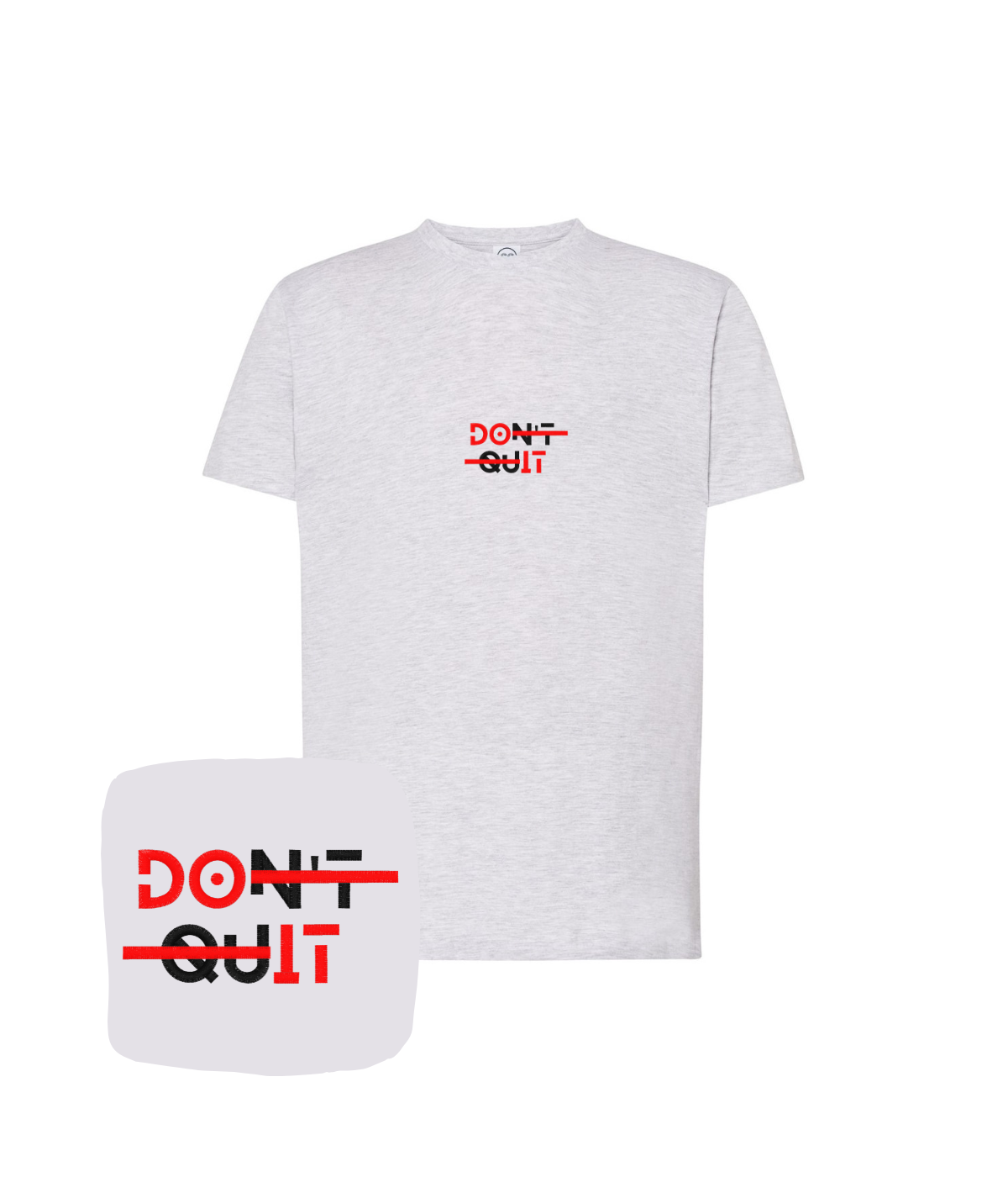 Koszulka z haftem DOn't quIT – minimalistyczna koszulka napis DOn't quIT, subtelna elegancja