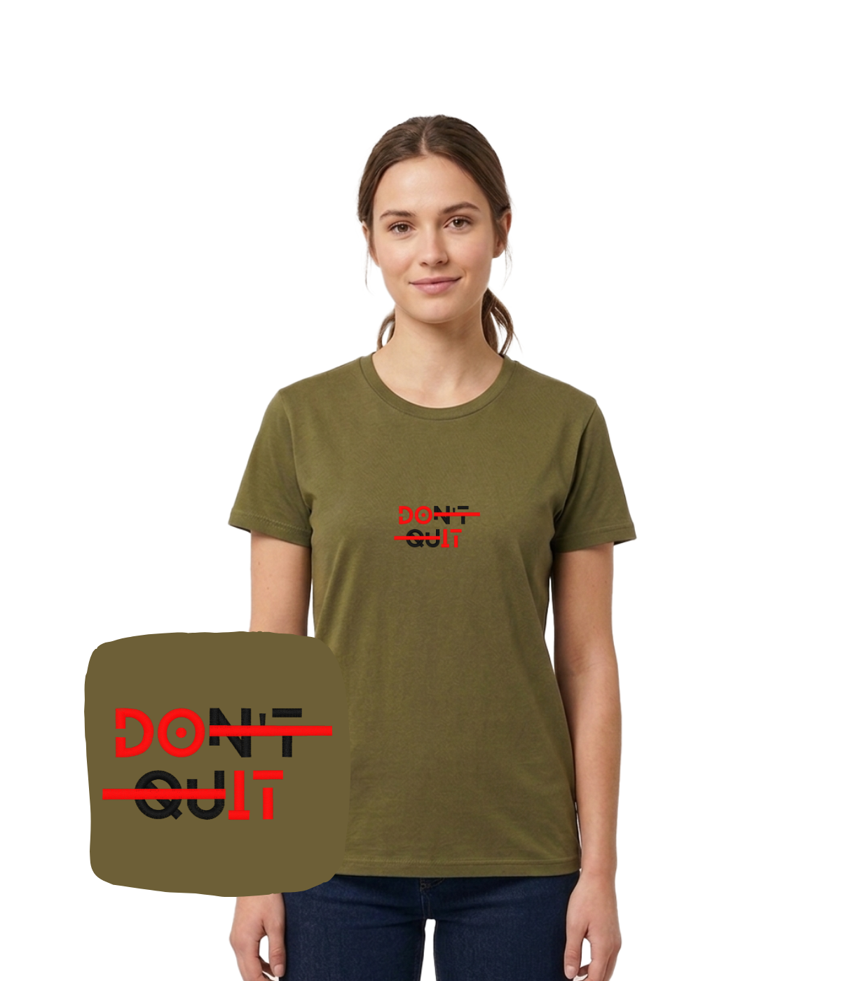 Koszulka z haftem DOn't quIT – koszulka napis DOn't quIT prezent z haftem, pamiątka na lata