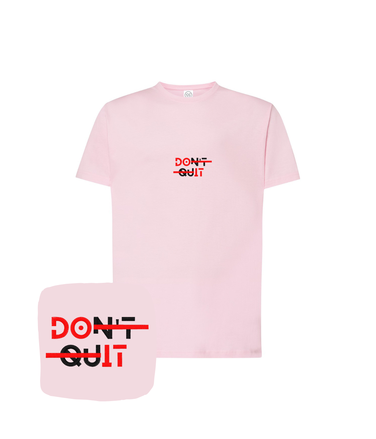 Koszulka z haftem DOn't quIT – koszulka z haftem komputerowym napis DOn't quIT, precyzyjne ściegi