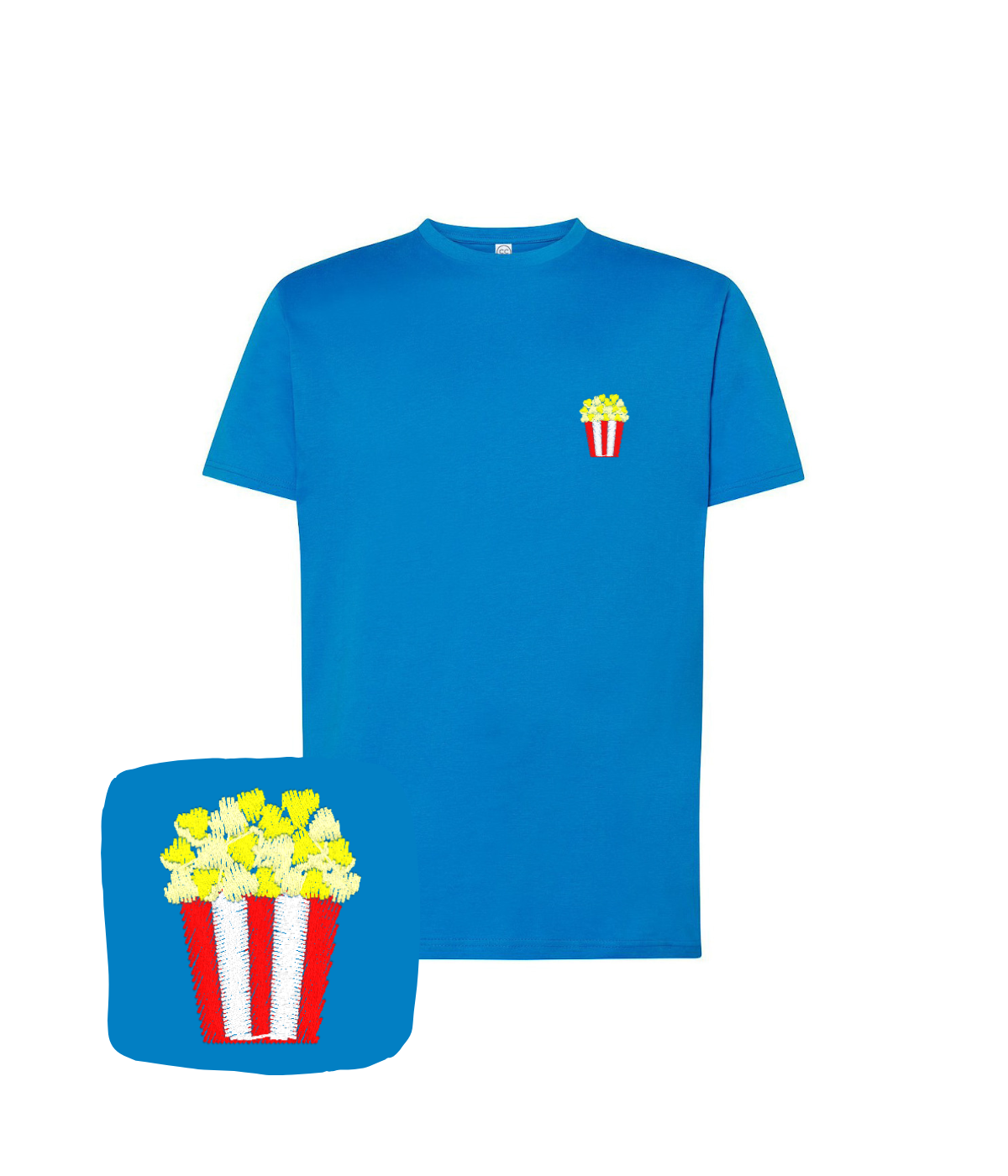 Koszulka z haftem popcornu – koszulka popcorn haft komputerowy od 1 sztuki, bez minimalnego zamówienia
