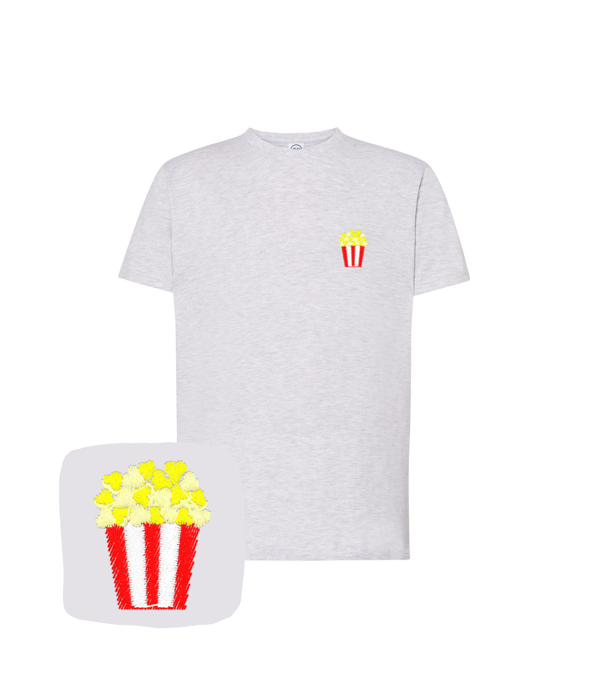 Koszulka z haftem popcornu – unikalna koszulka popcorn, projekt na zamówienie