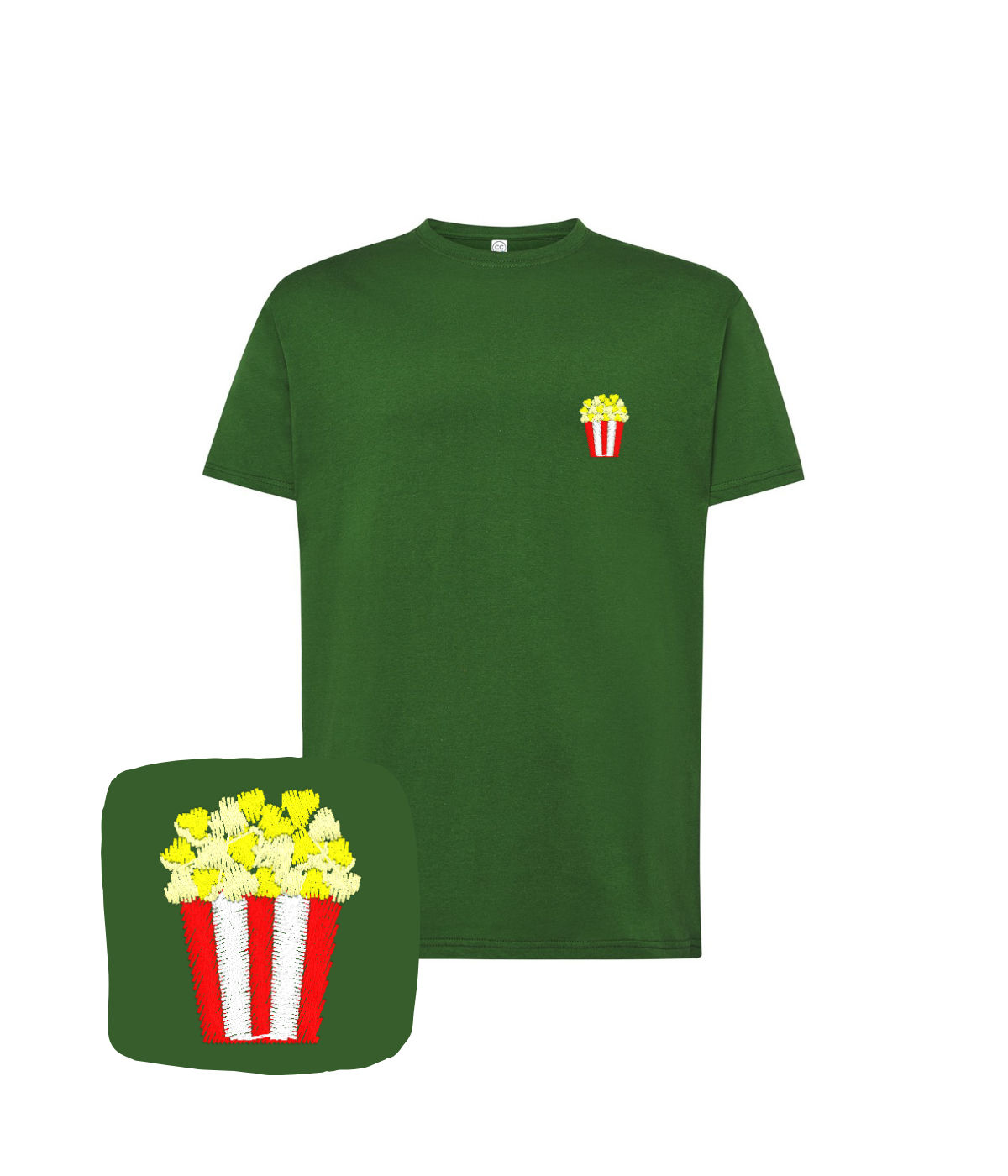 Koszulka z haftem popcornu – koszulka haftowana popcorn, sklep z haftem online Polska