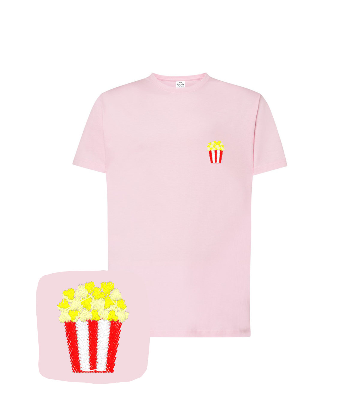 Koszulka z haftem popcornu – koszulka popcorn odzież firmowa z haftem komputerowym