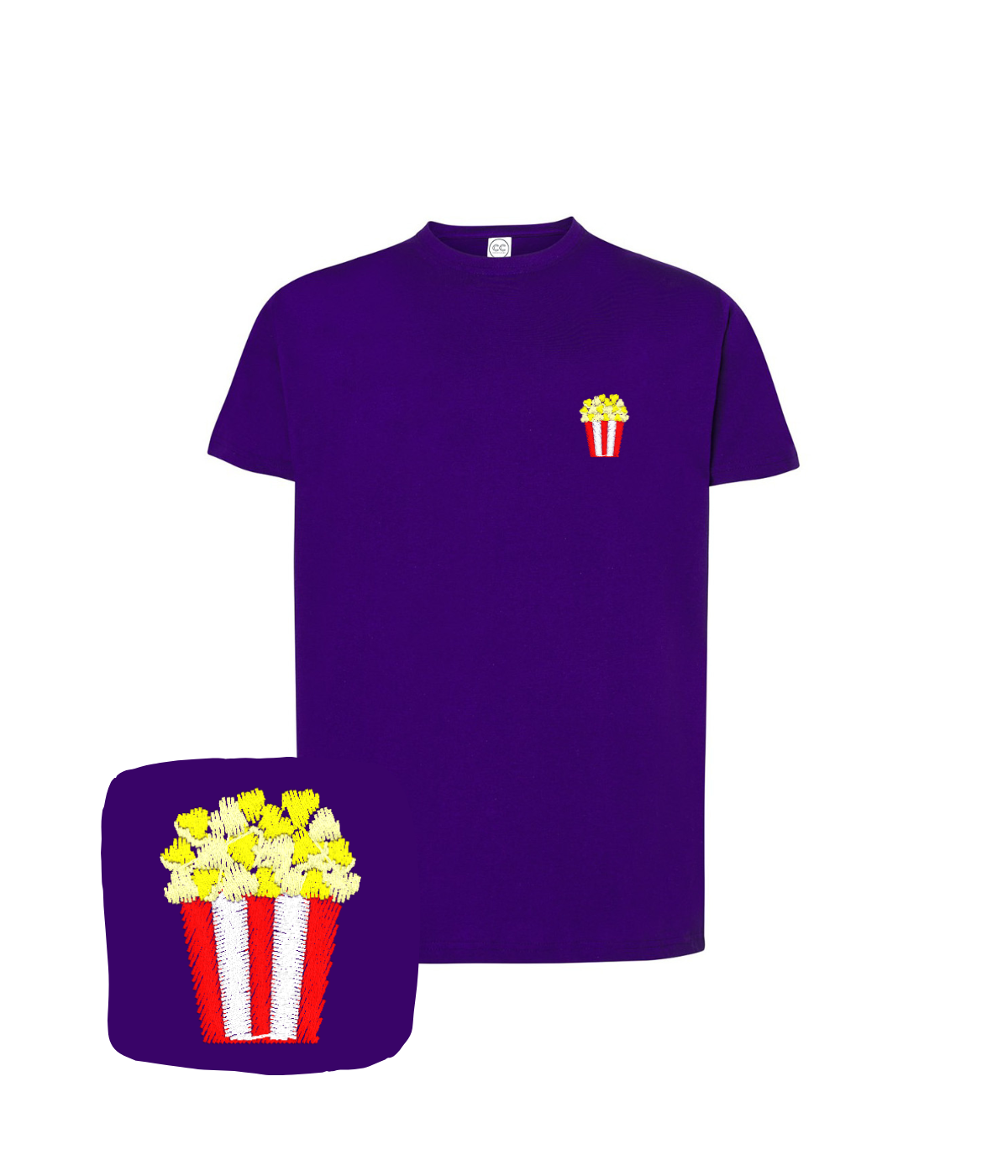 Koszulka z haftem popcornu – koszulka popcorn z wyszytym logo, strój pracownika