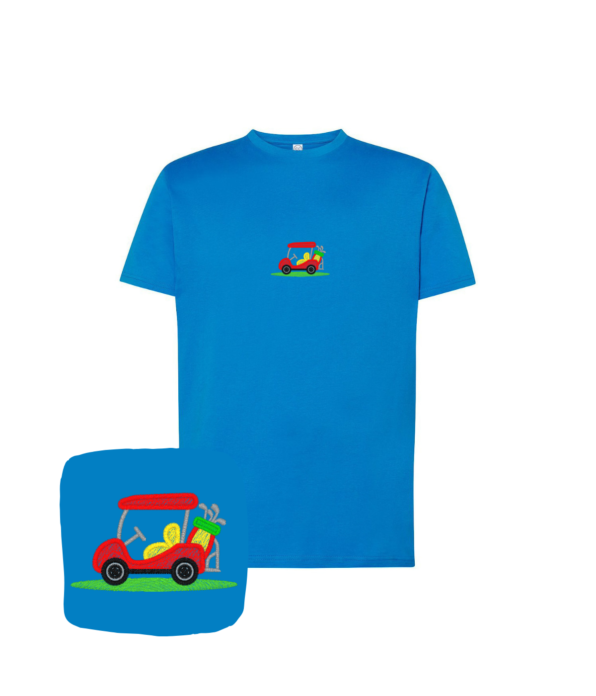 Koszulka z haftem wózka golfowego – koszulka wózek golfowy CustomClothes Bielsko-Biała, własna produkcja
