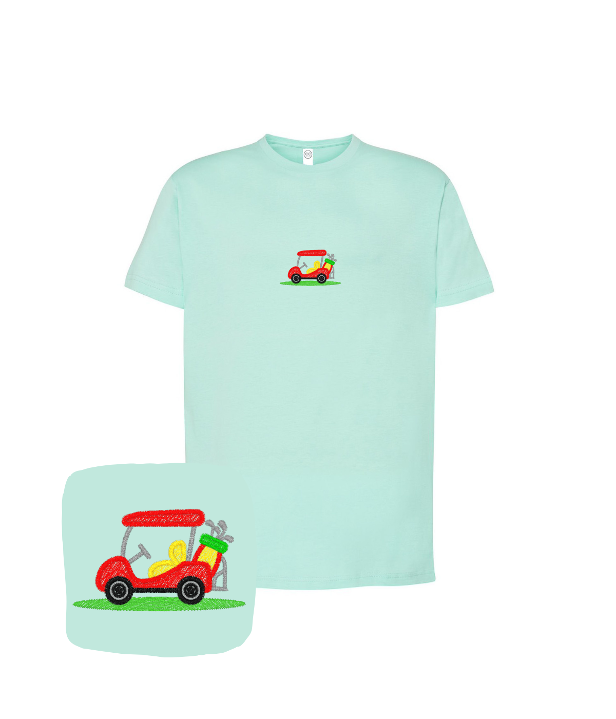 Koszulka z haftem wózka golfowego – stylowa koszulka wózek golfowy, casual look