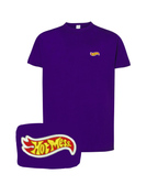 Violet T-shirt with embroidered "Hot Mess" design by CustomClothes.pl displayed on a mannequin.