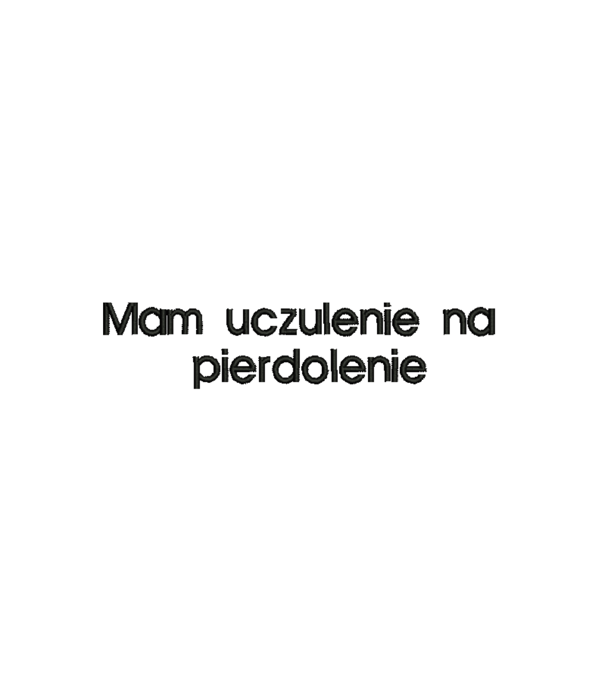 Black T-shirt with embroidered "Mam uczulenie na pierdolenie" slogan from CustomClothes.pl, featuring detailed embroidery on the front.