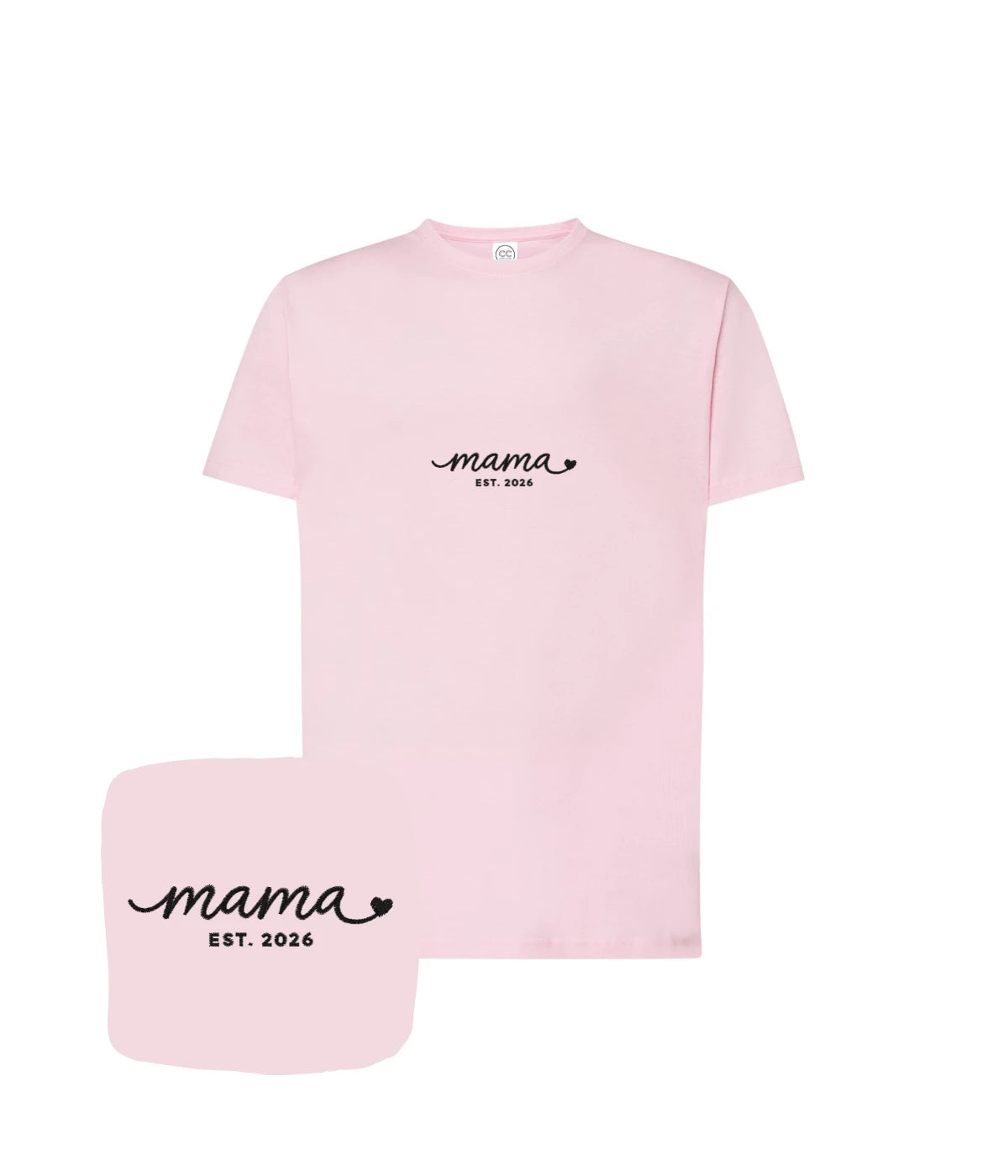 Różowa koszulka z haftem mama est. 2026 - wyjątkowy prezent dla mamy, personalizowany haft