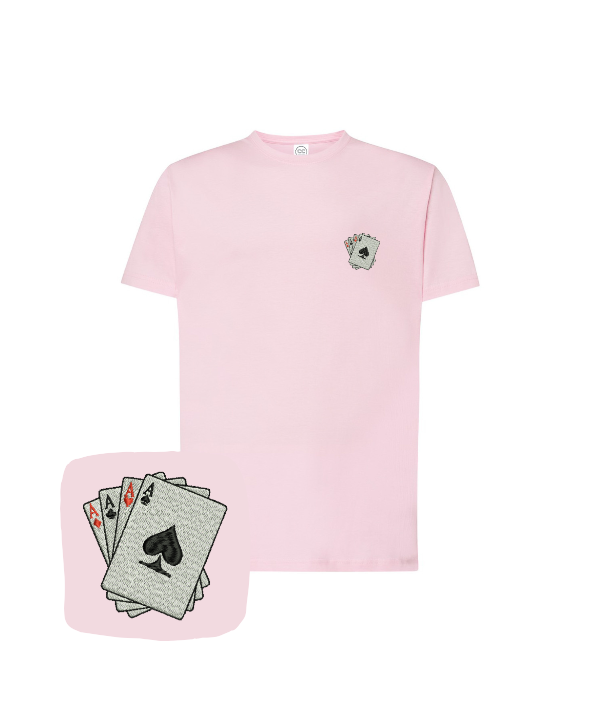 Cotton T-shirt with embroidered four aces design on the chest by CustomClothes.pl