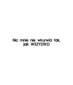 Black T-shirt with embroidered text "Nic mnie nie wkurwia tak, jak WSZYSTKO" from CustomClothes.pl, featuring detailed embroidery.