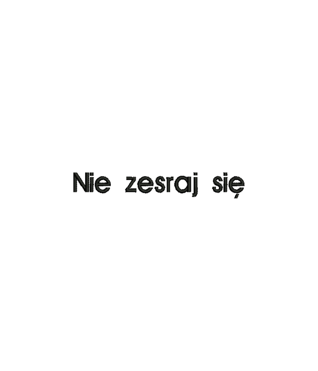 Black T-shirt with embroidered "Nie zesraj się" phrase from CustomClothes.pl featuring detailed embroidery on the front.