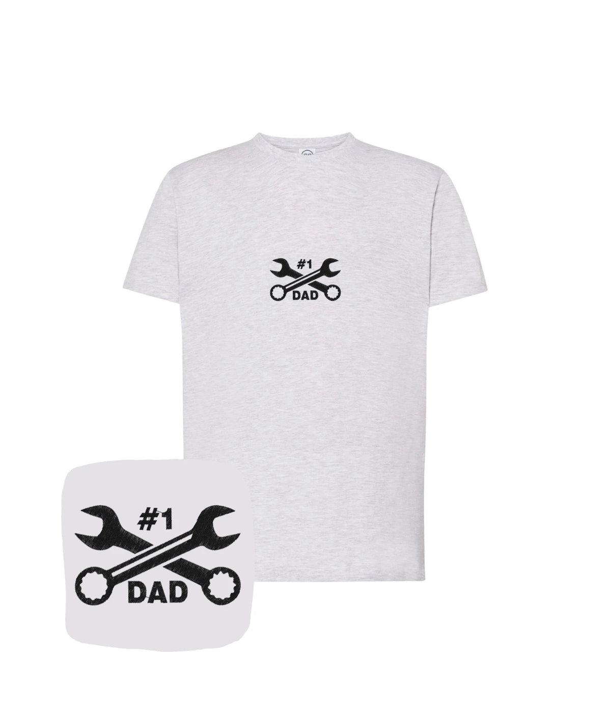 Szara koszulka z haftem #1 Dad z kluczami - idealny prezent dla ojca, haft komputerowy