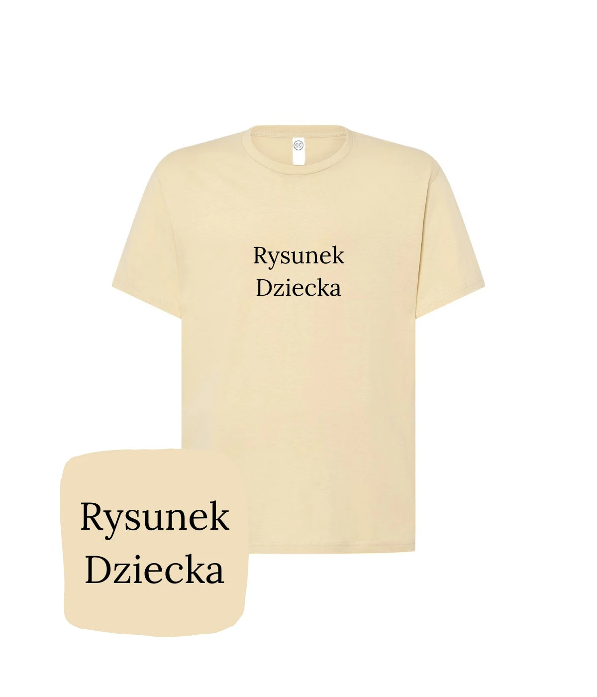 Beżowa koszulka z haftem rysunku dziecka - prezent dla bliskich, haft komputerowy od 1 sztuki